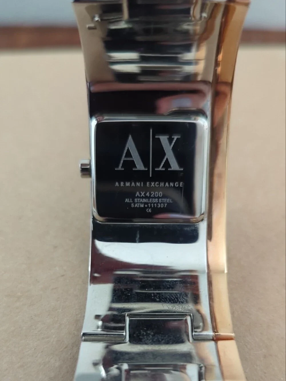 Armani Exchange Silver and Rose Gold Accent Bangle Watch